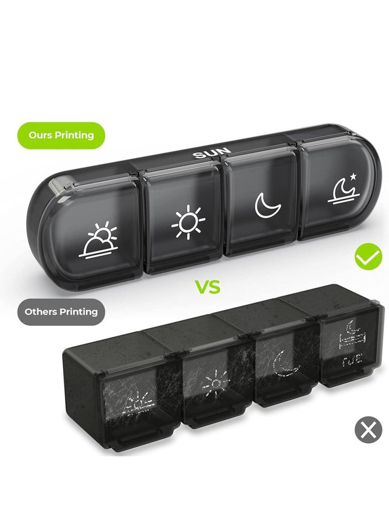 أوشيما منظم حبوب, مربع حبوب السفر المحمولة, ضوء دليل حالة حبوب الفيتامينات, منظم الطب الأسبوعي, منظم مربع حبوب 7 أيام حالة الفيتامينات, الأدوية, المكملات الغذائية, زيوت السمك (الأسود) - Image 5